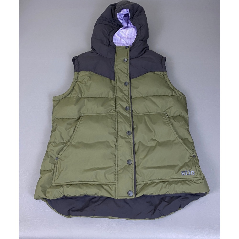 Stio READ THIS description Green and Black Hooded Puffer Vest